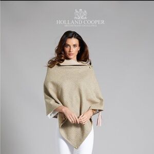 Brand New !!! Holland Cooper Tweed and Leather Collar Cape. Equestrian Look